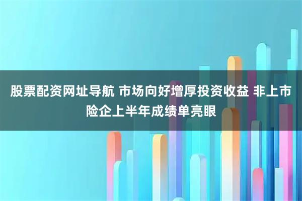 股票配资网址导航 市场向好增厚投资收益 非上市险企上半年成绩单亮眼